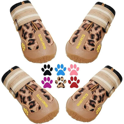 Dog Shoes for Large Dogs, Medium Dog Boots & Paw Protectors for Winter Snowy Day, Summer Hot Pavement, Waterproof in Rainy Weather, Outdoor Walking, Indoor Hardfloors anti Slip Sole Black Size 8