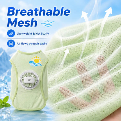 Dog Cooling Vest with Detachable Fan – Breathable Anti-Overheat Pet Cooling Jacket for Summer Outdoor Walking, Lightweight & Comfortable Dog Cooling Gear