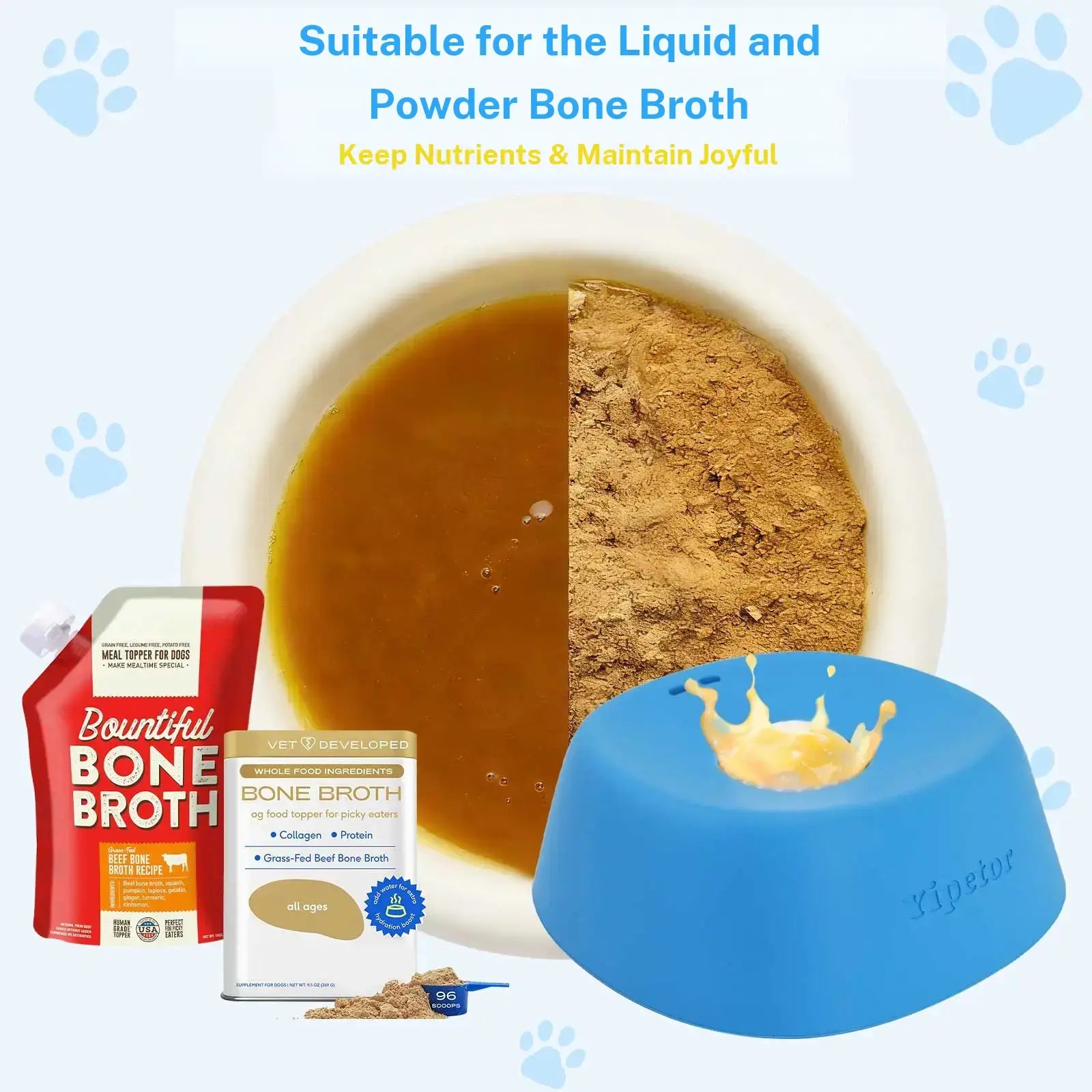 Yipetor Slow Feeder Dog Bowls for Liquid Treat, Free Gift, Buy 2 Get 1 [Built in Rolling Ball] No Spill Bone Broth Dog Licking Bowl, Multi Purpose Puppy Yogurt Feeder Bowl for All Breeds Dietary Supplement/Post Op Nutrition Feeding