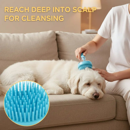 2026 Upgraded 2-In-1 Pet Bath Brush with Soap Dispenser, 8 × 3 × 4 In, Soft Silicone Grooming & Shedding Comb for Dogs and Cats, Gentle Massage Scrubber for Easier Bathing and Cleaner Coats