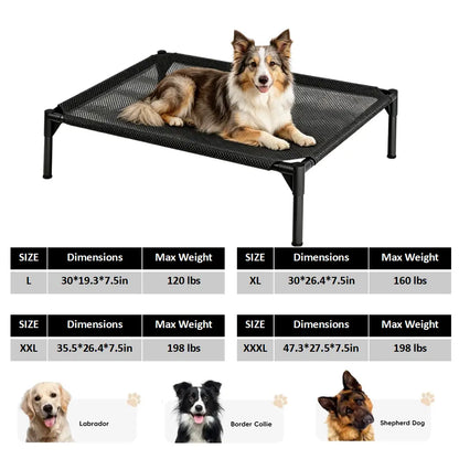 Contemporary Chew Resistant Elevated Dog Bed - Machine Washable Mesh Cot with Anti-Slip Ft, Durable Beds for Large Dogs, No Extra Tools Needed, Indoor/Outdoor Use, Black