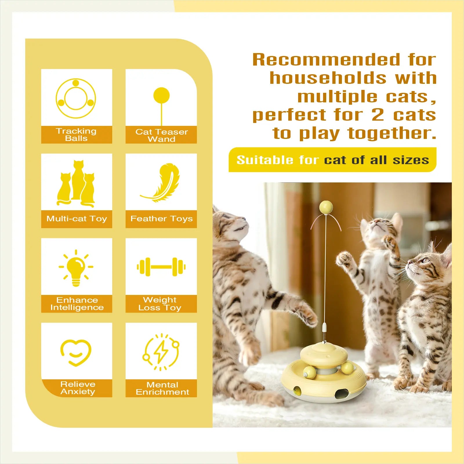 KADTC Cat Interactive Toys for Indoor Cats Dancer Supplies Bored Young Kitten Teaser Wand Feather Boredom Toy Weight Loss Kitty Tracking Balls Birthday Gift Adult Pet Enrichment Self Play High Energy Game