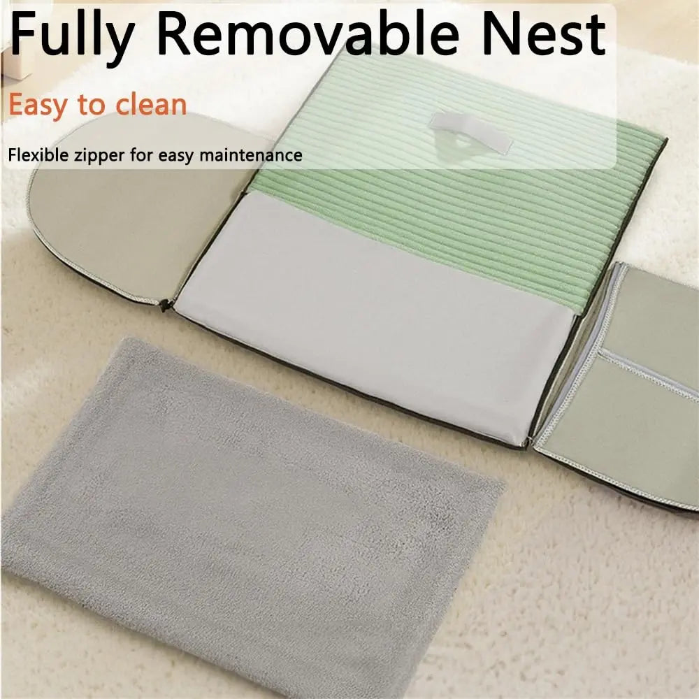 Classic Fabric Covered Dog Bed - Detachable Shelter, Soft Washable Tent Design, Indoor Hideaway for Small Dogs & Cats (Home, Living Room Use)