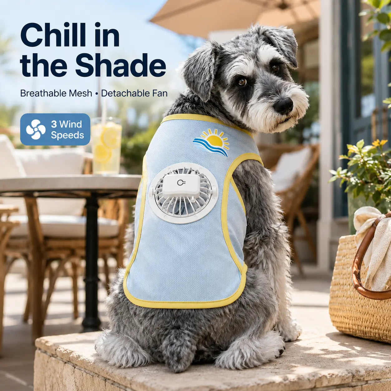 Dog Cooling Vest with Detachable Fan – Breathable Anti-Overheat Pet Cooling Jacket for Summer Outdoor Walking, Lightweight & Comfortable Dog Cooling Gear