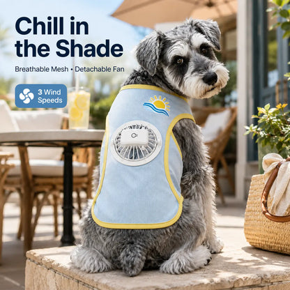 Dog Cooling Vest with Detachable Fan – Breathable Anti-Overheat Pet Cooling Jacket for Summer Outdoor Walking, Lightweight & Comfortable Dog Cooling Gear