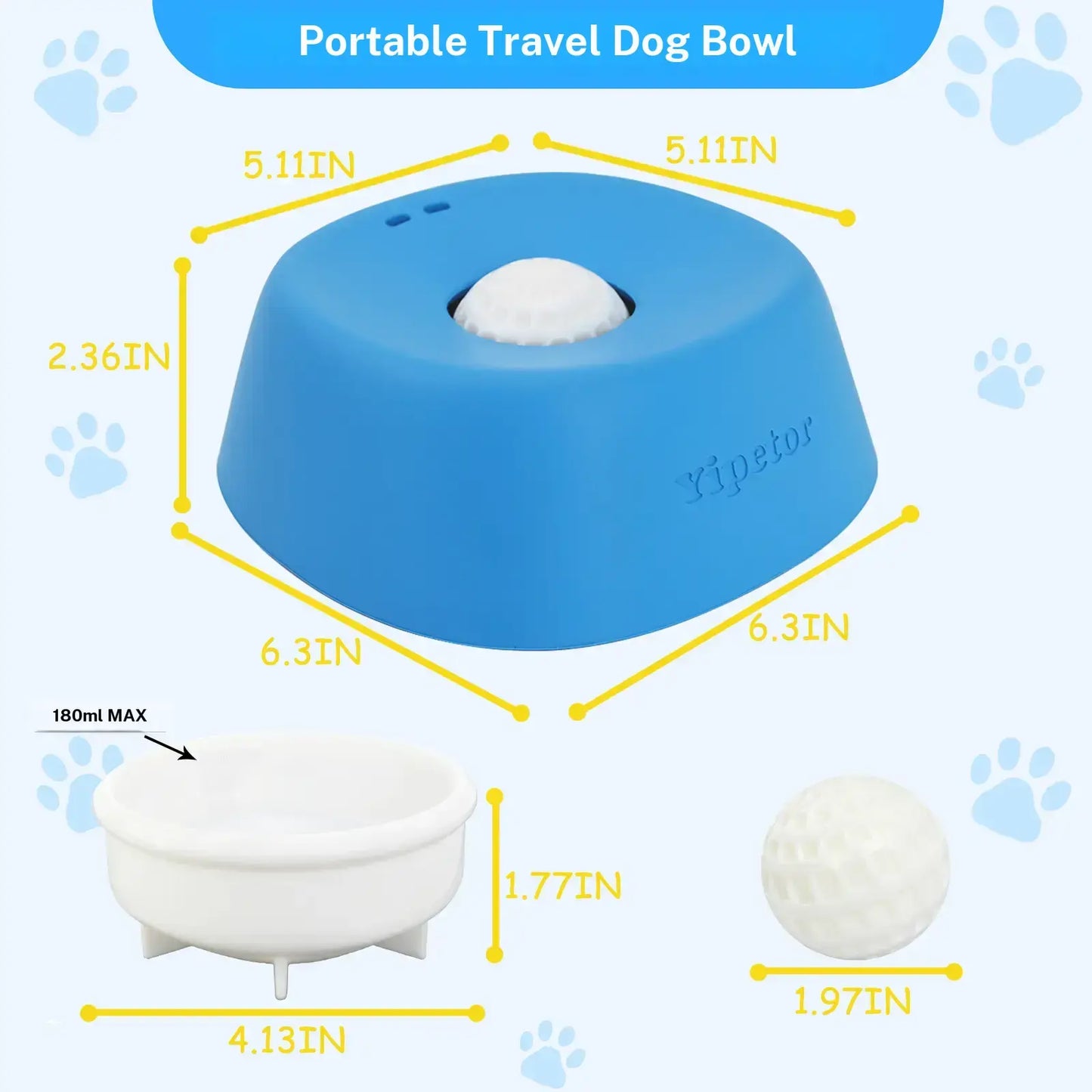 Yipetor Slow Feeder Dog Bowls for Liquid Treat, Free Gift, Buy 2 Get 1 [Built in Rolling Ball] No Spill Bone Broth Dog Licking Bowl, Multi Purpose Puppy Yogurt Feeder Bowl for All Breeds Dietary Supplement/Post Op Nutrition Feeding