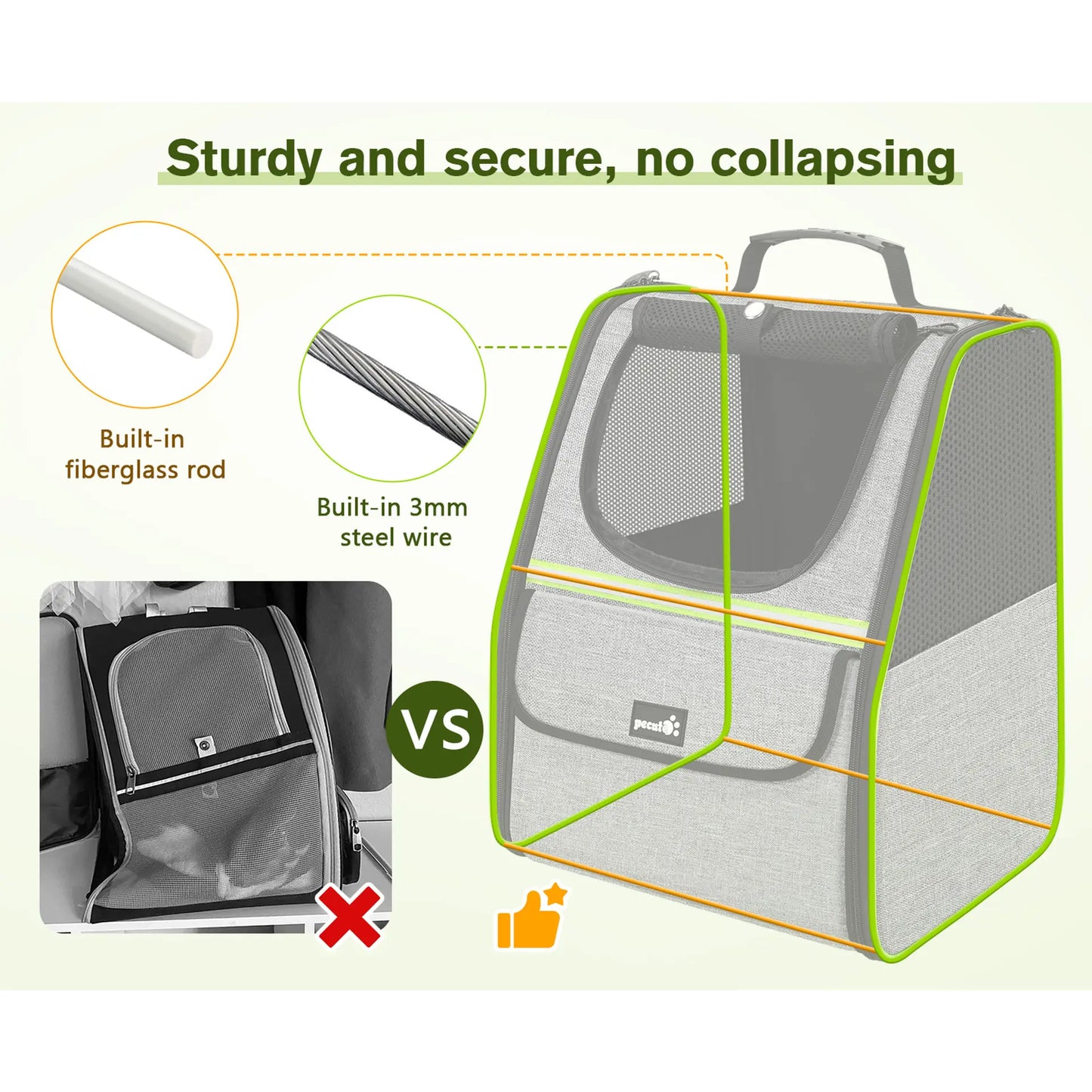 Pecute Trapezoid Shape Cat Carrier Backpack, Expandable Animal Carrier for Comfortable Travel, Well-Ventilated, Available in Black and Grey for Pet Lovers