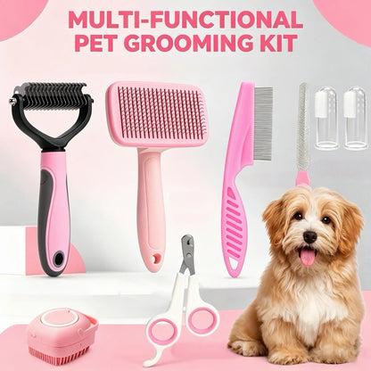 8-In-1 Pet Grooming Kit - Dog & Cat Brush Set with Dematting Comb, Slicker Brush, Nail Clipper & Trimmer - Removes Tangles, Shedding Hair, Dirt & Mats,Your Pet’S Coat Tangle-Free & Shiny, Stress-Free Dog Cat Grooming,Pet Products, Cat Stuff, Dog Stuff,