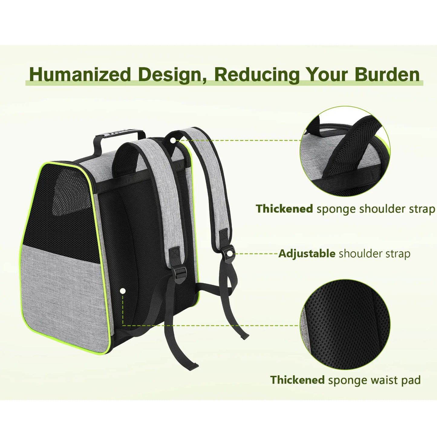 Pecute Trapezoid Shape Cat Carrier Backpack, Expandable Animal Carrier for Comfortable Travel, Well-Ventilated, Available in Black and Grey for Pet Lovers