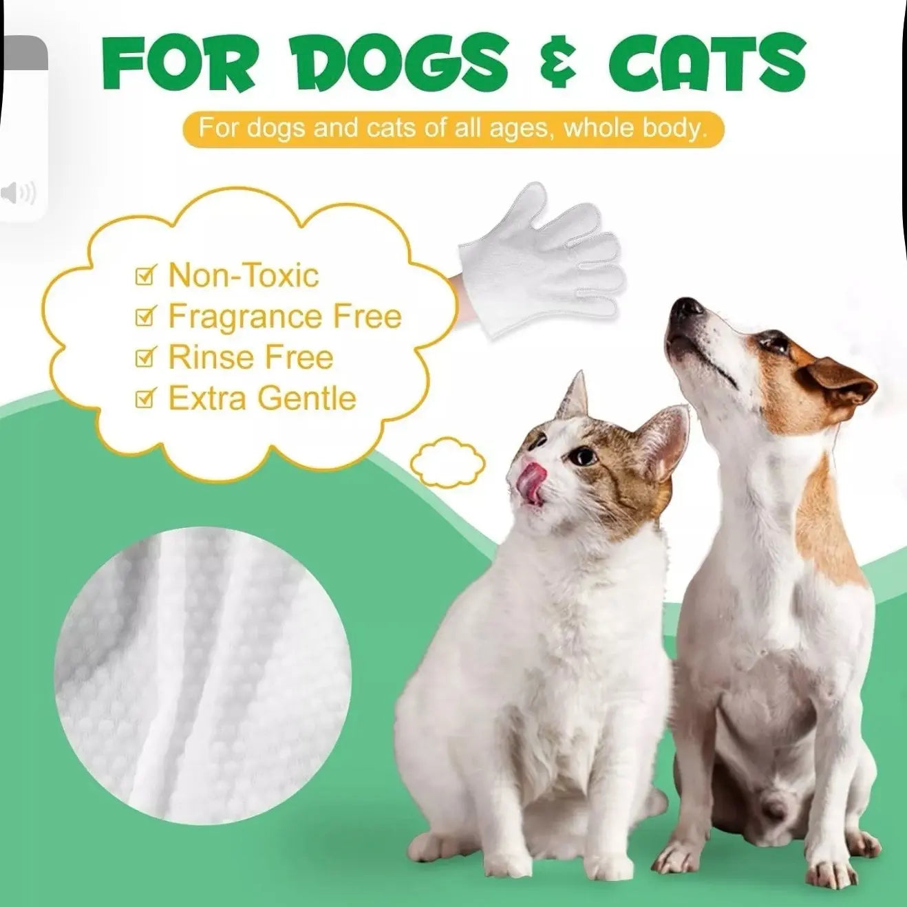 Hypoallegenic Wipes for Dogs and Cats Pet Grooming Wipes Pet Cleaning Glove 6PC Natural Dog