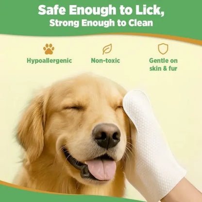 Gentle Pet Cleaning Glove Wipes – Safe, Fragrance-Free, 20 PCS with Jojoba Oil & Shea Butter Extract