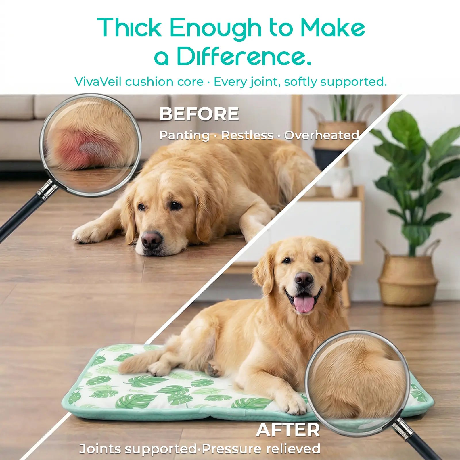 Dog Cooling Mat for Dogs & Cats, Soft Breathable Cooling Pad for Dog Bed, 23"X18" Self Cooling Crate Mat for Dogs, No Gel Washable Non-Slip Pet Cooling Mat Indoor Outdoor, Leaf