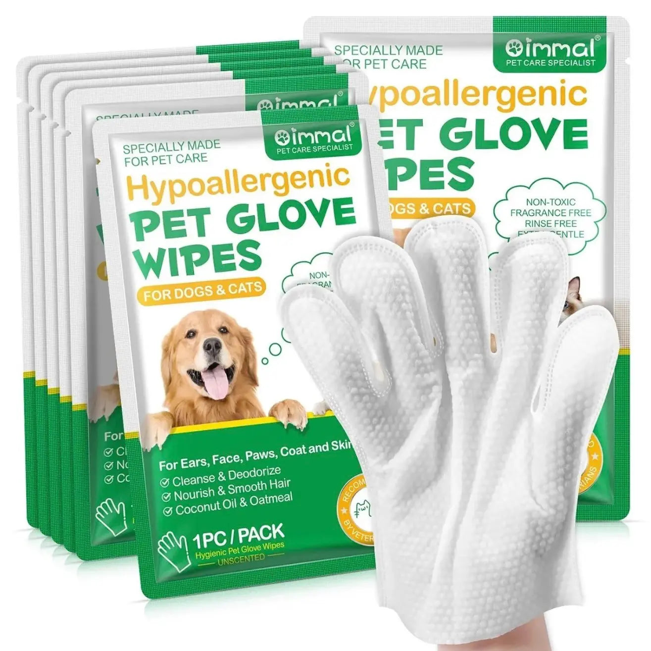 Hypoallegenic Wipes for Dogs and Cats Pet Grooming Wipes Pet Cleaning Glove 6PC Natural Dog
