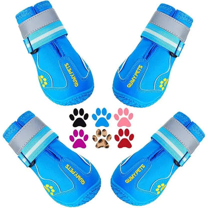 Dog Shoes for Large Dogs, Medium Dog Boots & Paw Protectors for Winter Snowy Day, Summer Hot Pavement, Waterproof in Rainy Weather, Outdoor Walking, Indoor Hardfloors anti Slip Sole Black Size 8