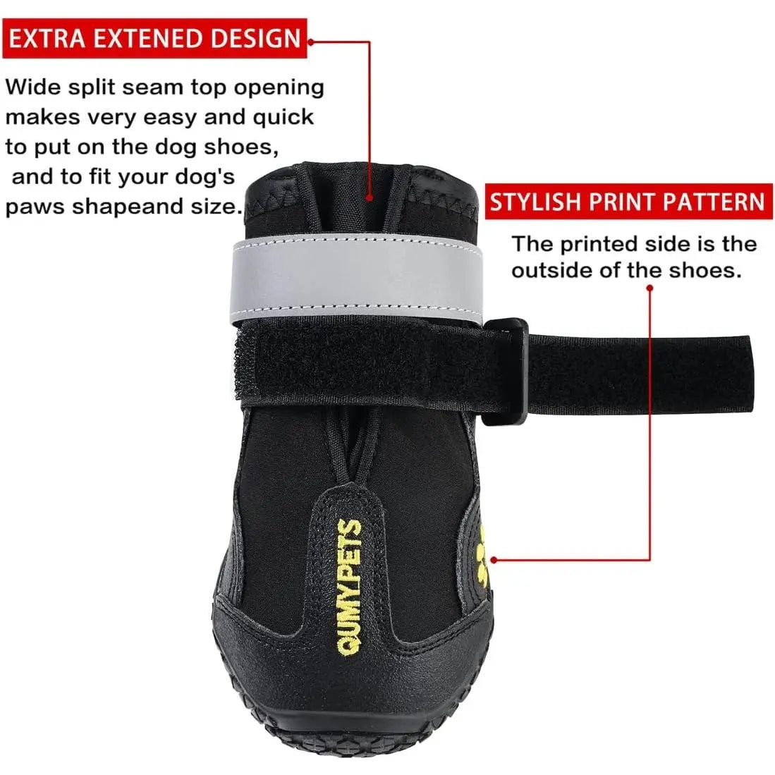 Dog Shoes for Large Dogs, Medium Dog Boots & Paw Protectors for Winter Snowy Day, Summer Hot Pavement, Waterproof in Rainy Weather, Outdoor Walking, Indoor Hardfloors anti Slip Sole Black Size 8