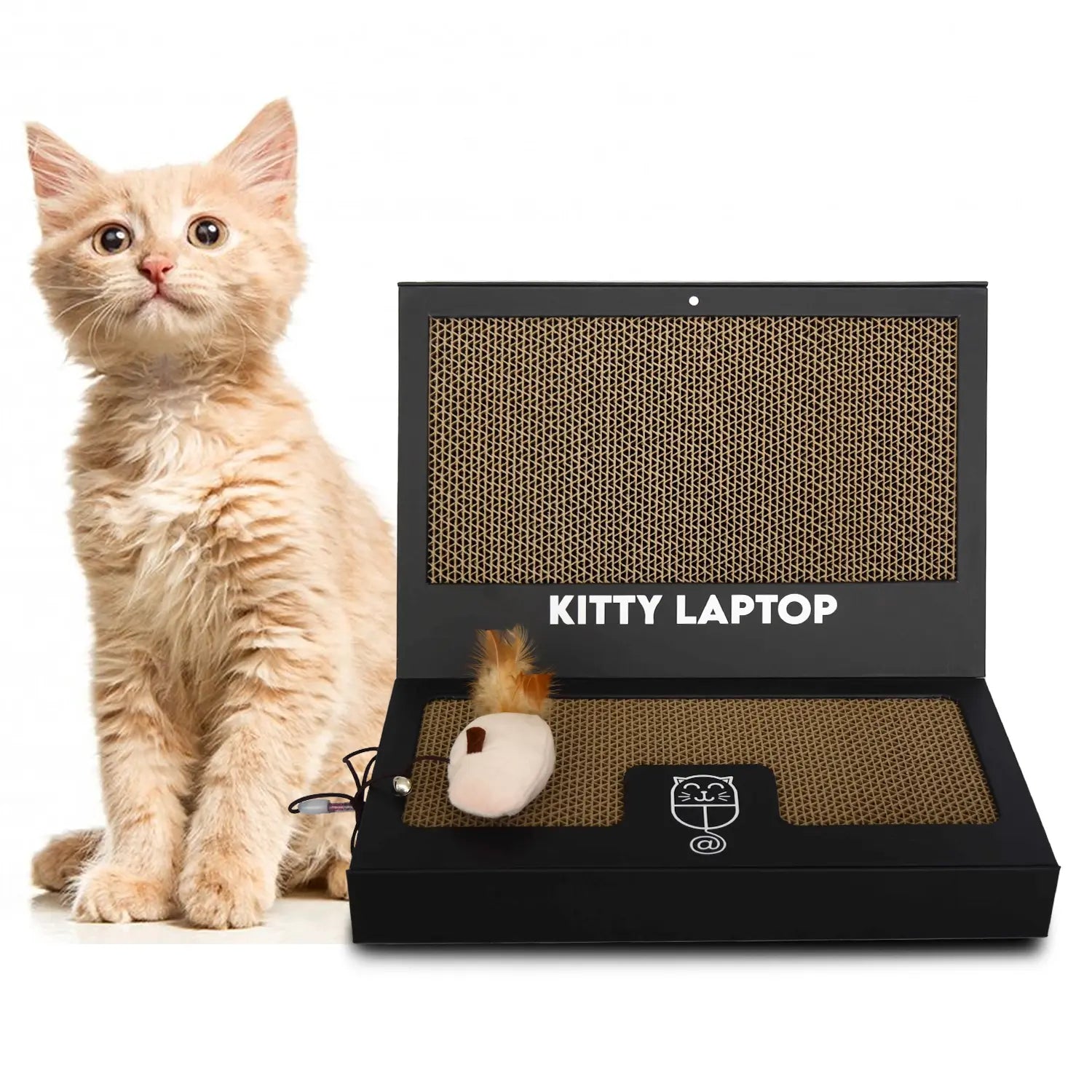 Kitty Laptop - Toy Cat Laptop with 2 Scratchboards, Catnip Mouse Toy, 50 Pack Cat Stickers & Interactive Eco-Friendly Cat Computer for Cats