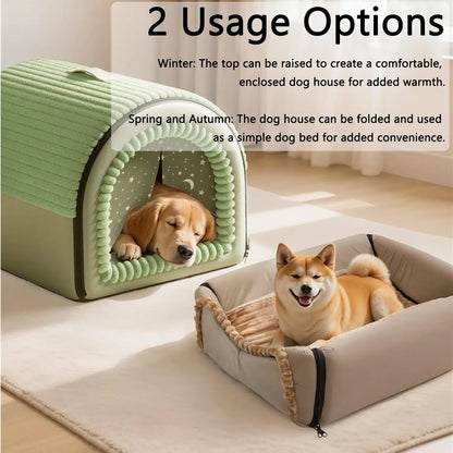 Classic Fabric Covered Dog Bed - Detachable Shelter, Soft Washable Tent Design, Indoor Hideaway for Small Dogs & Cats (Home, Living Room Use)