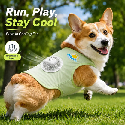 Dog Cooling Vest with Detachable Fan – Breathable Anti-Overheat Pet Cooling Jacket for Summer Outdoor Walking, Lightweight & Comfortable Dog Cooling Gear