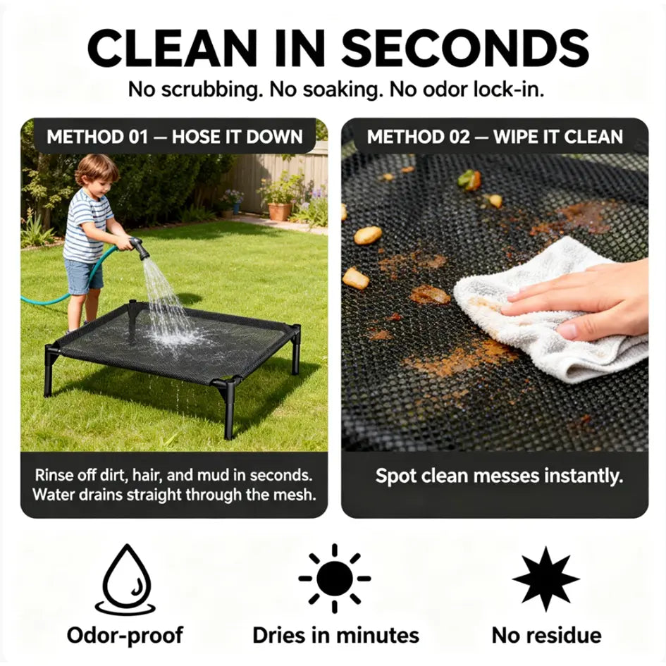 Contemporary Chew Resistant Elevated Dog Bed - Machine Washable Mesh Cot with Anti-Slip Ft, Durable Beds for Large Dogs, No Extra Tools Needed, Indoor/Outdoor Use, Black