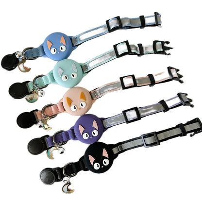 Cat Collar with Airtag Holder Reflective Adjustable Band