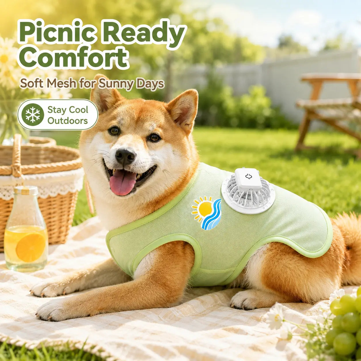 Dog Cooling Vest with Detachable Fan – Breathable Anti-Overheat Pet Cooling Jacket for Summer Outdoor Walking, Lightweight & Comfortable Dog Cooling Gear