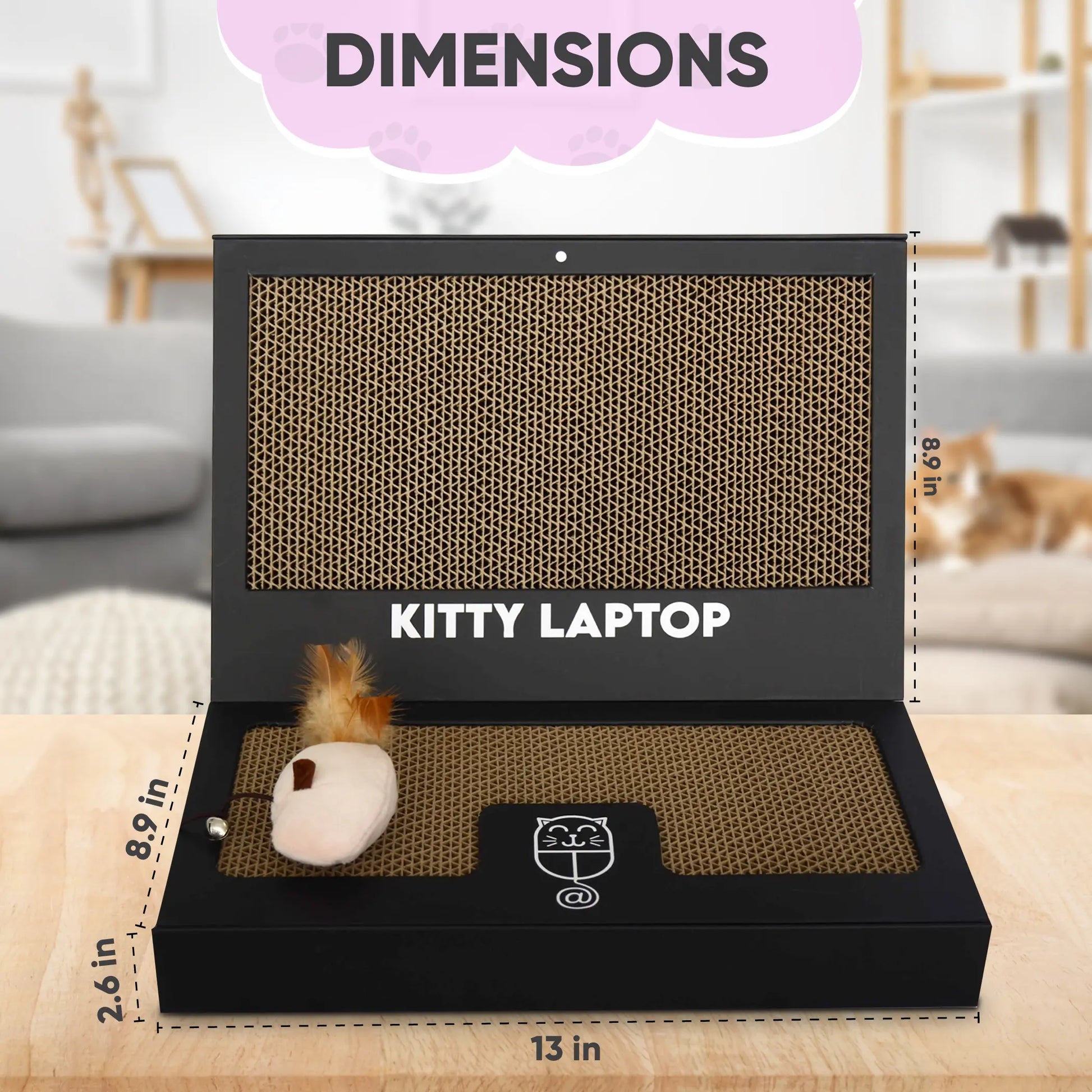 Kitty Laptop - Toy Cat Laptop with 2 Scratchboards, Catnip Mouse Toy, 50 Pack Cat Stickers & Interactive Eco-Friendly Cat Computer for Cats