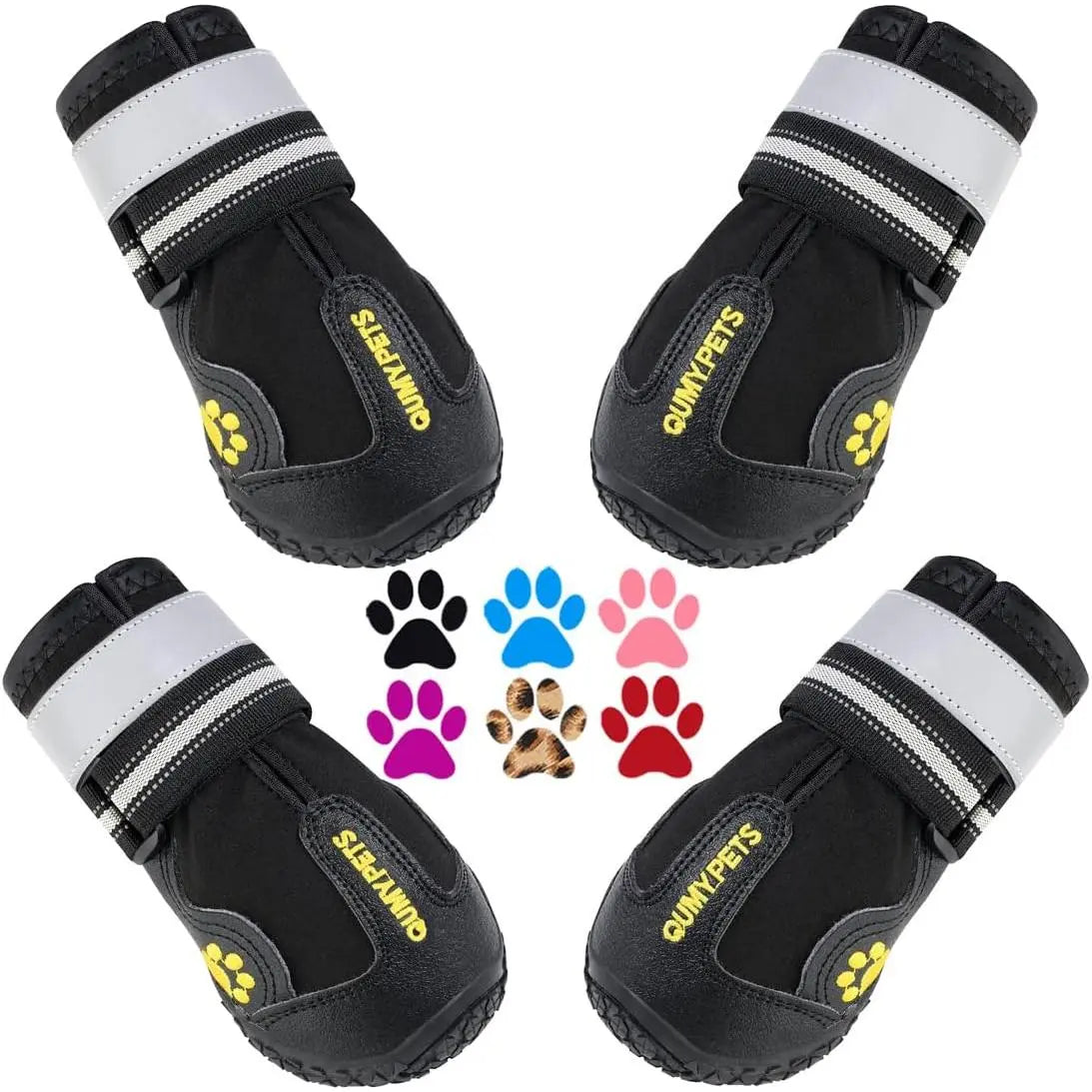 Dog Shoes for Large Dogs, Medium Dog Boots & Paw Protectors for Winter Snowy Day, Summer Hot Pavement, Waterproof in Rainy Weather, Outdoor Walking, Indoor Hardfloors anti Slip Sole Black Size 8
