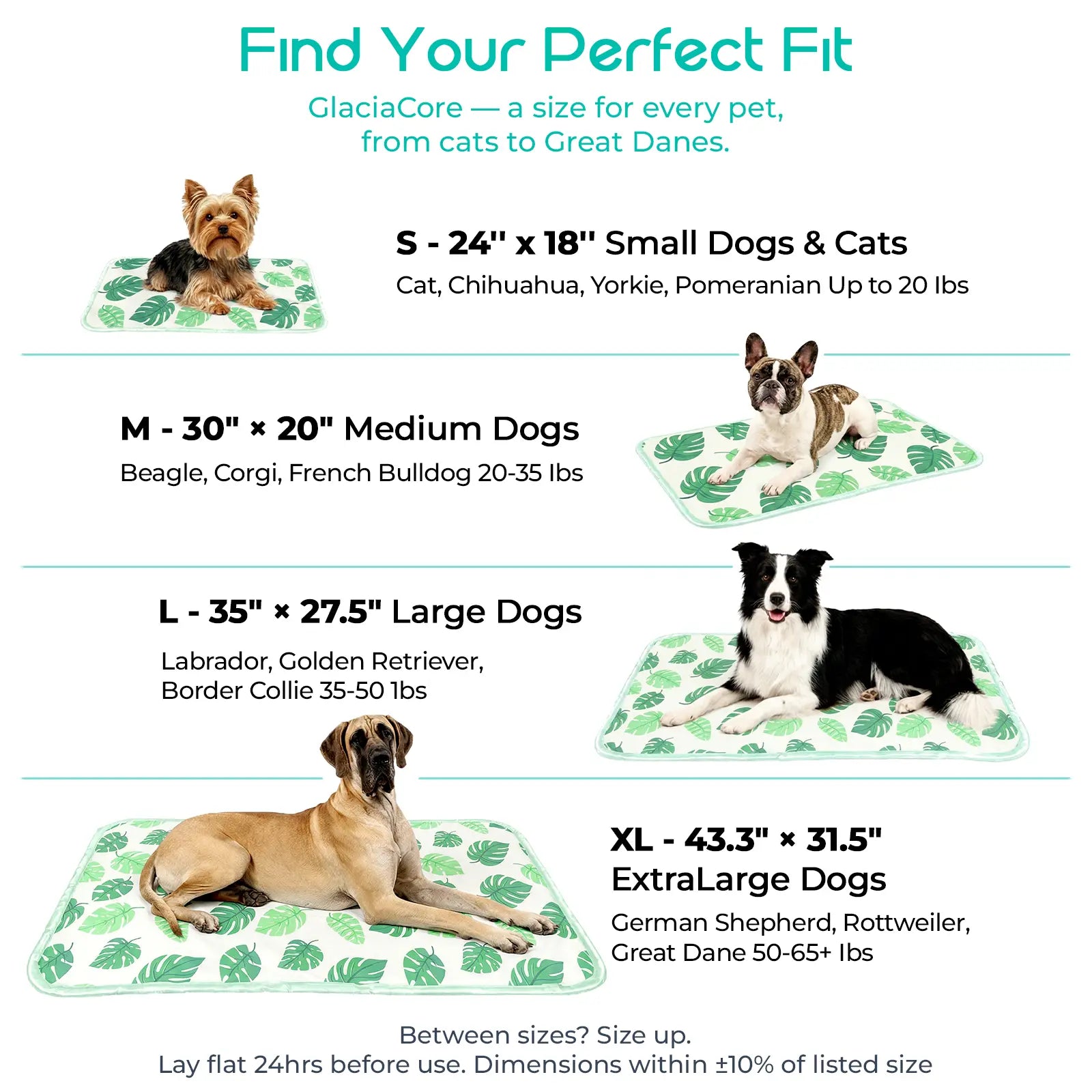 Dog Cooling Mat for Dogs & Cats, Soft Breathable Cooling Pad for Dog Bed, 23"X18" Self Cooling Crate Mat for Dogs, No Gel Washable Non-Slip Pet Cooling Mat Indoor Outdoor, Leaf