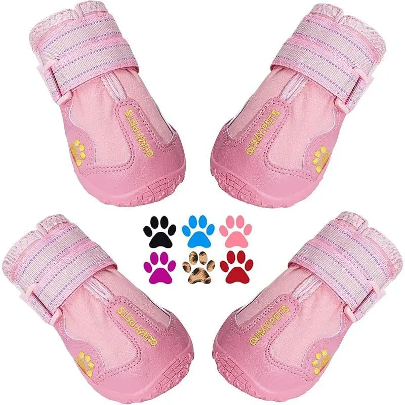 Dog Shoes for Large Dogs, Medium Dog Boots & Paw Protectors for Winter Snowy Day, Summer Hot Pavement, Waterproof in Rainy Weather, Outdoor Walking, Indoor Hardfloors anti Slip Sole Black Size 8