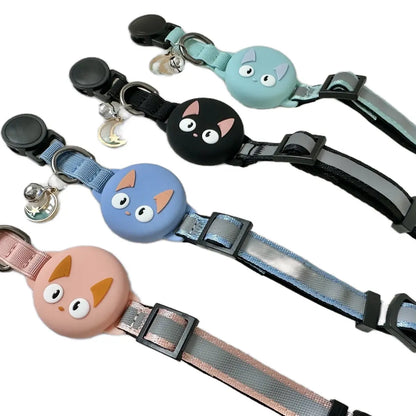 Cat Collar with Airtag Holder Reflective Adjustable Band