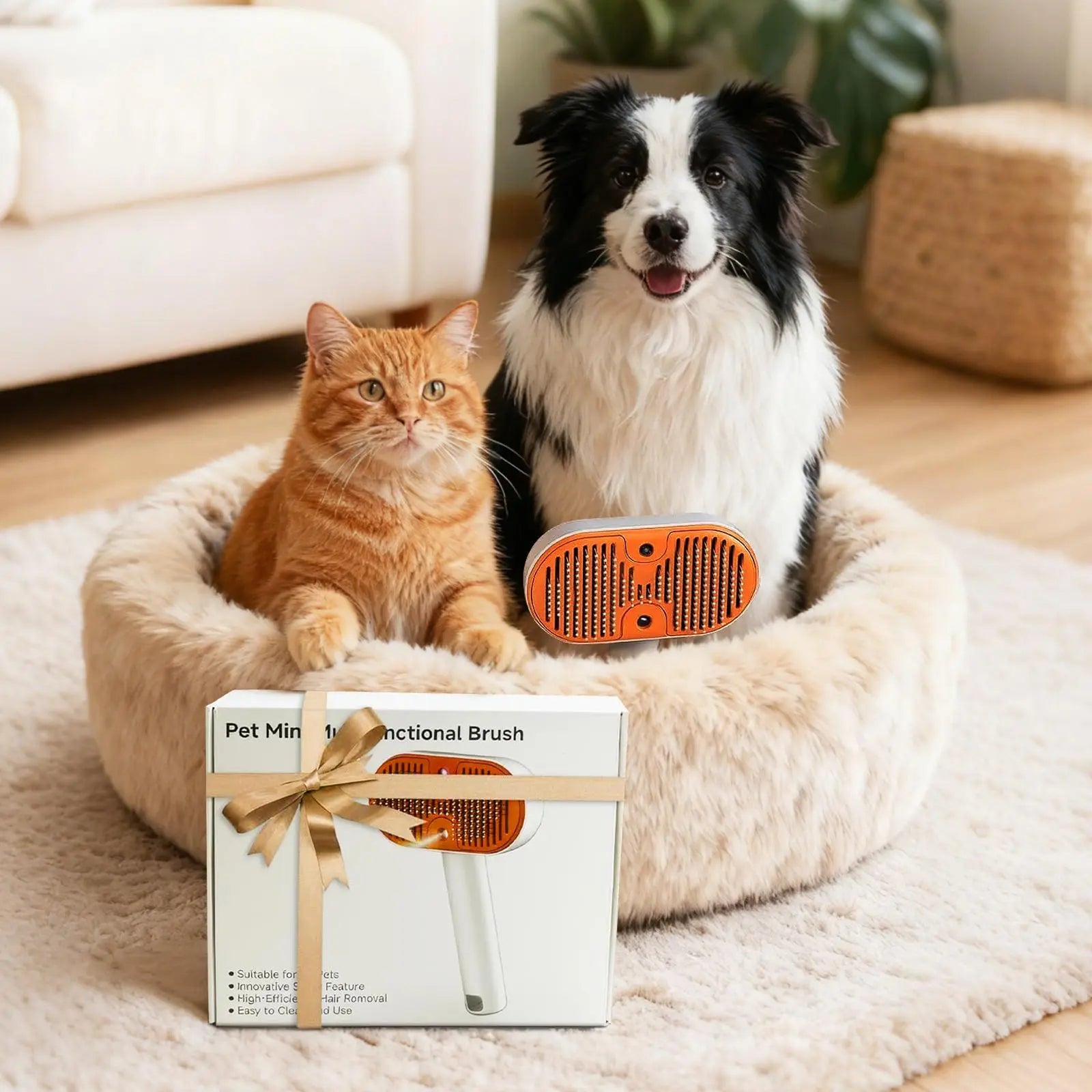 【Furlyn】Deshedding Brush for Dogs & Cats with Gentle Mist Technology - Self-Cleaning Slicker Brush, 1-Click Hair Remover, Extra Shine & Softness, No Irritating Skin, Pain-Free Undercoat Grooming Tool