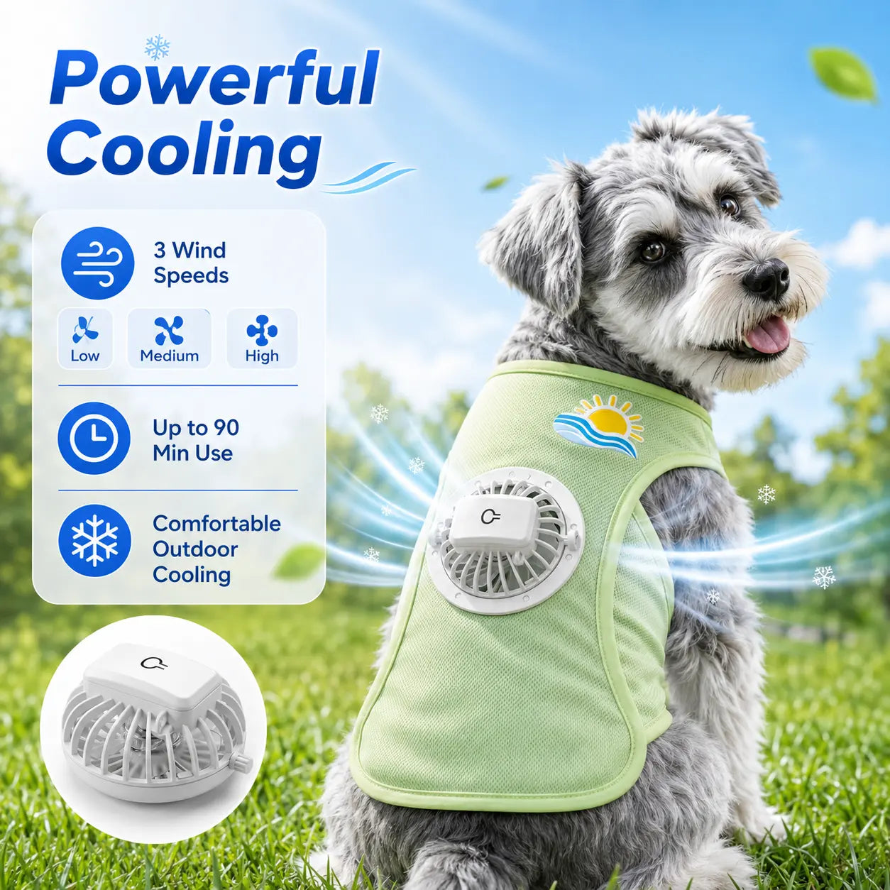 Dog Cooling Vest with Detachable Fan – Breathable Anti-Overheat Pet Cooling Jacket for Summer Outdoor Walking, Lightweight & Comfortable Dog Cooling Gear