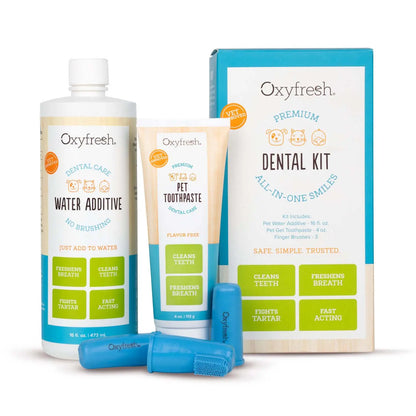 Premium Pet Dental Kit - Freshens Dog & Cat Bad Breath - Cleans Teeth