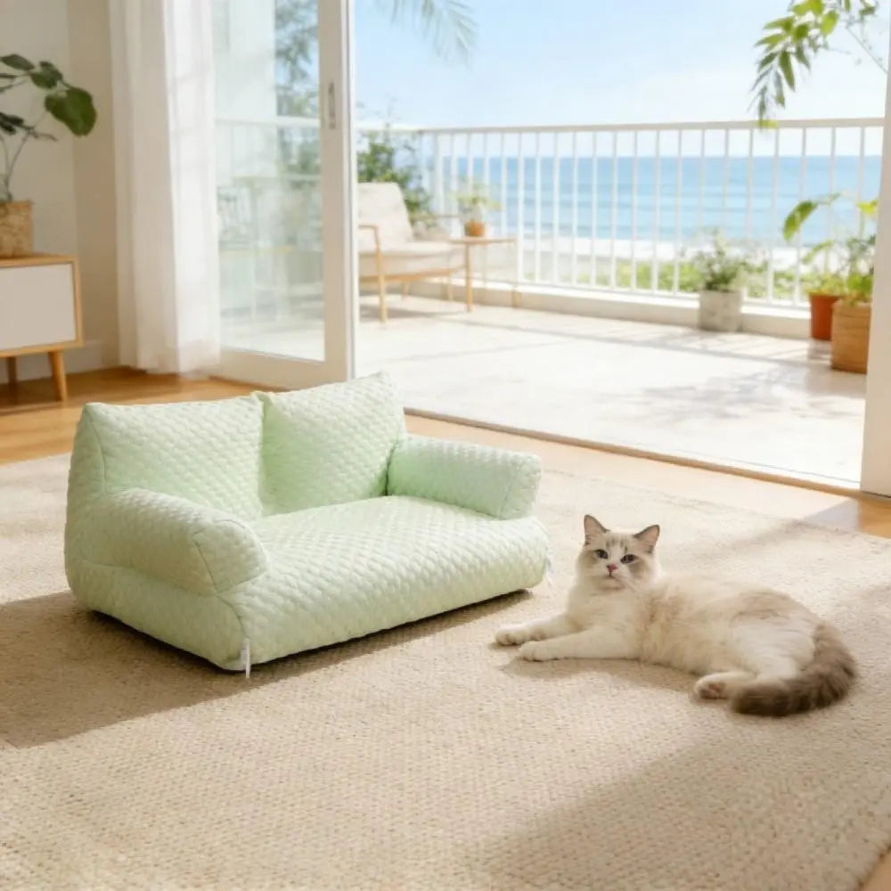 Cooling Sofa for Pets, 23°C Constant Temperature Sleep, Ice Bean Cooling Concept, Waterproof Breathable Pet Bed, Detachable Design