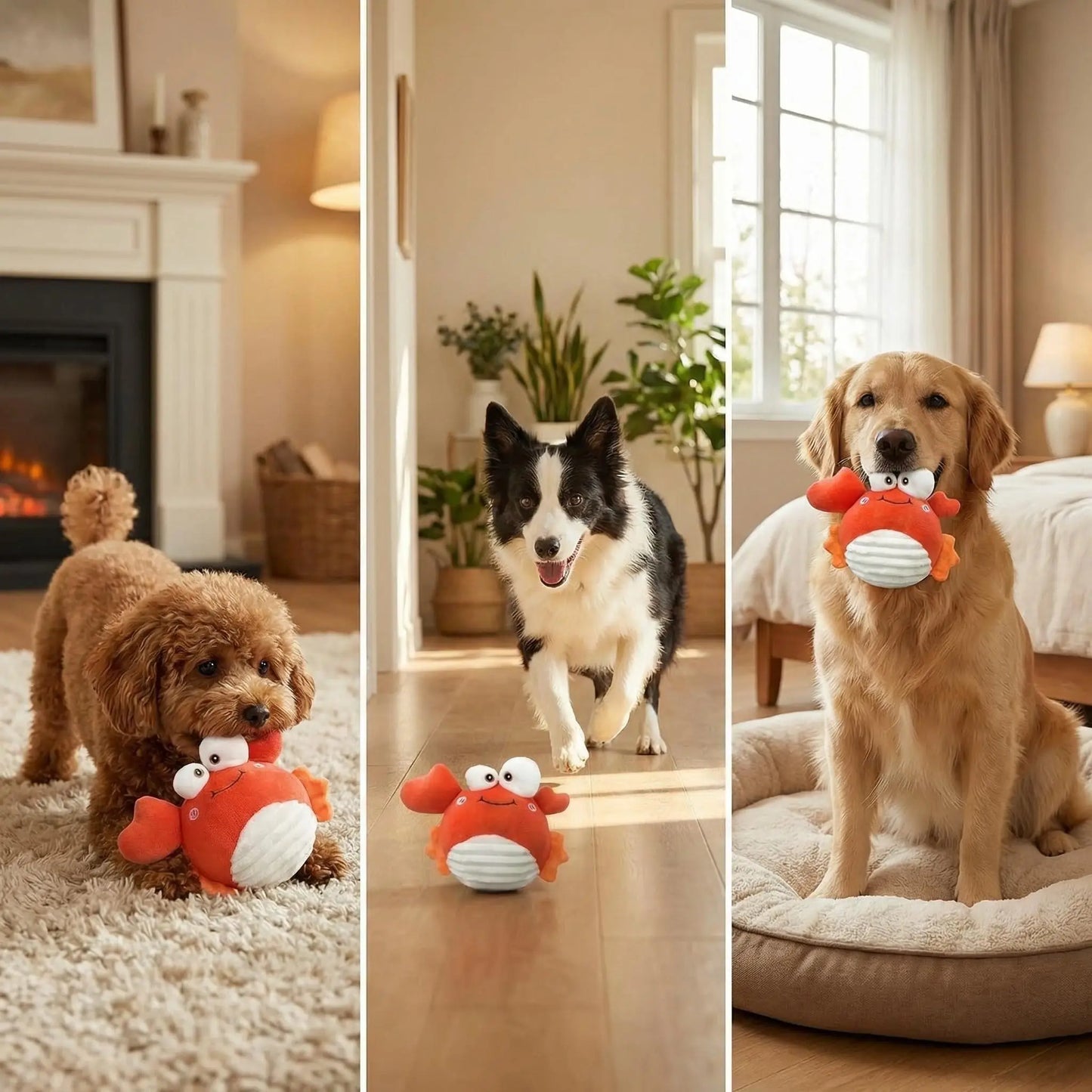 GUKCO Crab Interactive Dog Toy – Rechargeable Self-Play Toy with Motion-Activated Ball, 3 Modes (Music/Silent/Record) for Small Medium Large Dogs, Reduces Separation Anxiety, Puppy Teething Toy