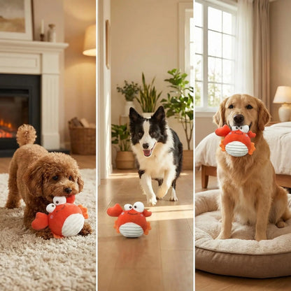 GUKCO Crab Interactive Dog Toy – Rechargeable Self-Play Toy with Motion-Activated Ball, 3 Modes (Music/Silent/Record) for Small Medium Large Dogs, Reduces Separation Anxiety, Puppy Teething Toy