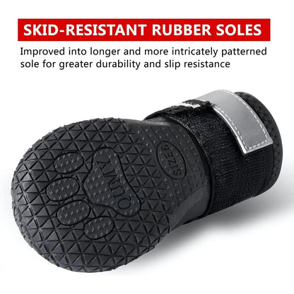 Dog Shoes for Large Dogs, Medium Dog Boots & Paw Protectors for Winter Snowy Day, Summer Hot Pavement, Waterproof in Rainy Weather, Outdoor Walking, Indoor Hardfloors anti Slip Sole Black Size 8