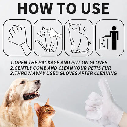 20Pcs Pet Cleaning Gloves Deodorant Bathing Wipes, Hypoallergenic Pet Cleaning Wipes Nourishing Hair Coconut Oil Dog Grooming Wipes, Puppy Bathing Gloves Wipes Cleaner