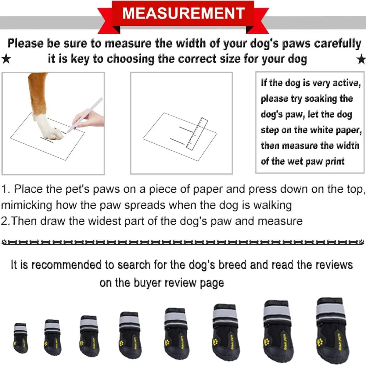 Dog Shoes for Large Dogs, Medium Dog Boots & Paw Protectors for Winter Snowy Day, Summer Hot Pavement, Waterproof in Rainy Weather, Outdoor Walking, Indoor Hardfloors anti Slip Sole Black Size 8