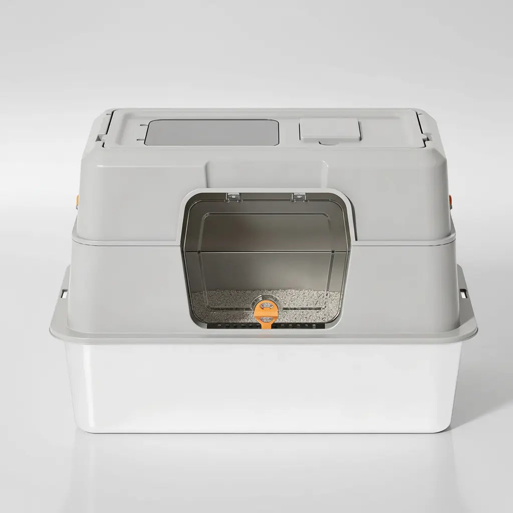 Fully Enclosed Stainless Steel Cat Litter Box - Dual Entry, Odor-Lock Design, 23.6In X 15.75In X 15.75In Litter Pan, Litter Bix Black Friday Special