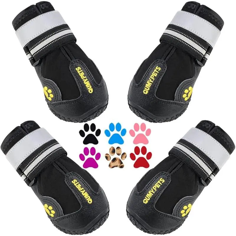 Dog Shoes for Large Dogs, Medium Dog Boots & Paw Protectors for Winter Snowy Day, Summer Hot Pavement, Waterproof in Rainy Weather, Outdoor Walking, Indoor Hardfloors anti Slip Sole Black Size 8