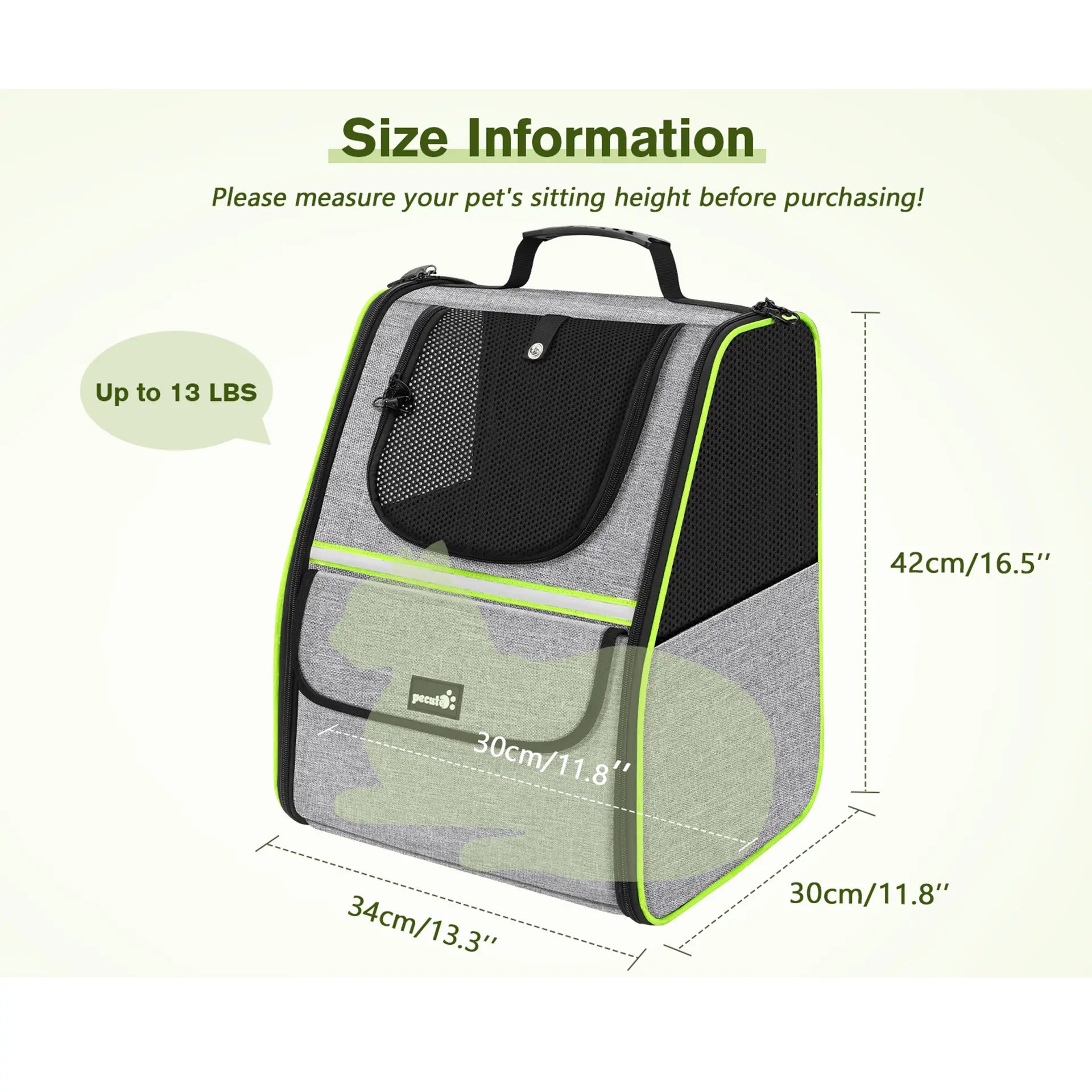 Pecute Trapezoid Shape Cat Carrier Backpack, Expandable Animal Carrier for Comfortable Travel, Well-Ventilated, Available in Black and Grey for Pet Lovers