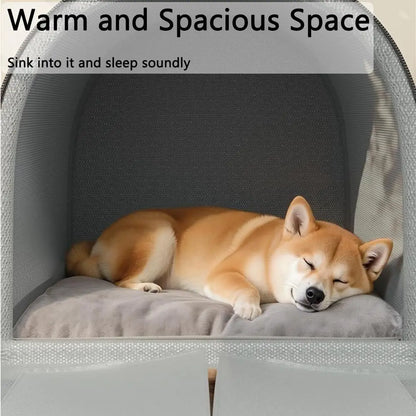 Classic Fabric Covered Dog Bed - Detachable Shelter, Soft Washable Tent Design, Indoor Hideaway for Small Dogs & Cats (Home, Living Room Use)